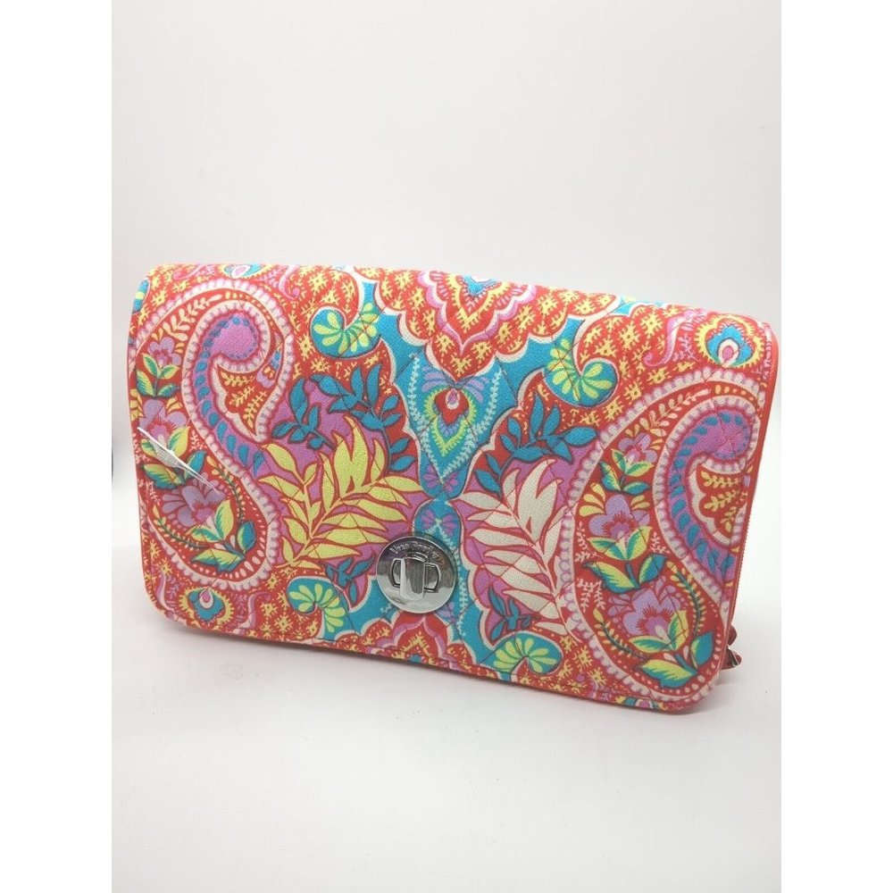 NWT VERA BRADLEY TURNLOCK CROSSBODY FLORAL ORANGE BEAUTIFUL PRINT